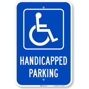 SmartSign Handicapped Parking Sign, 12 x 18 Inches 3M Engineer Grade Reflective Aluminum, Pre-Drilled Holes, USA Made