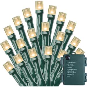 SISLYANIA Battery Operated Christmas Lights - 50 LED Mini Lights Battery Operated String Lights Indoor Outdoor String Lights with Timer 8 Modes Fairy Lights for Christmas Tree Wreath Party, Warm White