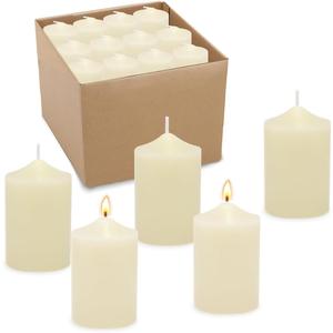 24 Packs Ivory Votive Candles, Unscented Small 1.5 Inch by 2.0 Inch Wax Candles for Wedding, Party & Home Dinner Table Decoration - 12 Hour Burning
