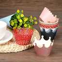 PATIKIL Cupcake Wrappers Paper, 50 Pack Baking Cups Standard Wave Decoration for Anniversary Birthday Weddings and Parties, Red