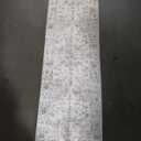 2x6 Washable Neutral Runner Rug Beige Vintage Hallway Kitchen Carpet Non-Slip Soft Low Pile Floral Throw Rug for Bedroom Bathroom Laundry Living Room