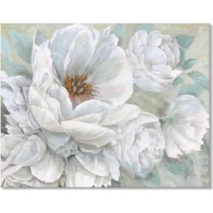 SEVEN WALL ARTS White Flower Canvas Wall Art Modern Blossom Floral Painting Large Abstract Pictures Landscape Print Framed Artwork for Living Room Bedroom Office Home Decor 36"x 24"