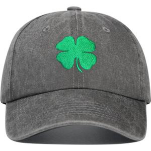St Patricks Day Hat for Men Women, 4 Leaf Clover Ireland Irish Hat, Adjustable Shamrock Irish Cap (Green)