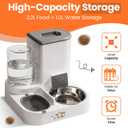 Automatic Cat Feeder & Water Dispenser – Gravity Cat Feeding Station with Stainless Steel Bowl, 2.2L Food & 1L Water Capacity, Automatic Pet Feeder for Cats & Small Dogs (Grey)