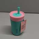 Owala Kids Insulation Stainless Steel Tumbler with Spill Resistant Flexible Straw, Easy to Clean, Kids Water Bottle, Great for Travel, Dishwasher Safe, 12 Oz, Pink and Teal (Real Cool Fish)