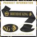 60th Birthday Decorations for Men - King Black Gold Party Decor Supplies Sash Crown Balloons Cake Topper Candles Gifts for Husband Dad, Happy 60 Year Old Back in 1966 Cheers Anniversary Sign