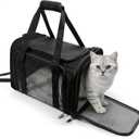 Dog Carrier for Pets, Up to 25 Lbs, Collapsible Travel Carriers for Puppy with Shoulder Strap and Removable Mat, 20x13x13 Inch, Black