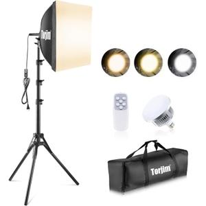 Torjim Softbox Photography Lighting Kit, 16'' x 16'' Professional Softbox Lighting Kit with 85W 3000-7500K LED Bulbs, Studio Lights for Photography/Video Recording/Live Streaming/Portraits Shooting (16inch)