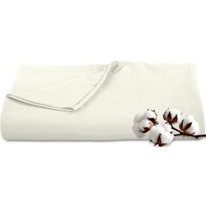 Royale Linens 300 Thread Count 100% Long Staple Combed Cotton - Super Soft - Top Sheet - California King Flat Sheet Sold Separately -Breathable, Cool & Crisp Percale Flat Sheet Only (Cal King, Ivory)