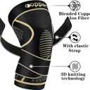 Copper Knee Braces with Strap for Knee Pain Women and Men(2 Pack), Knee Compression Sleeve for Arthritis, ACL, Meniscus Tear, Joint Pain Relief, Knee Support for Working, Running, Weightlifting (M)