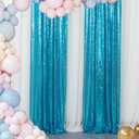 ShinyBeauty Sequin Curtains 2 Panels Turquoise 2FTx8FT Sequin Photo Backdrop Aqua Sequin Backdrop Curtain Pack of 2-1011E