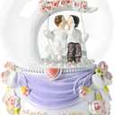 Romantic Couple Snow Globe Figurines in Love, 5" Hand Painted Sweet Loving Together Couple Sculpture Statue to Remember Beautiful Moment, Valentine's Day Anniversary Weddings