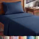 Twin XL Size 3 Piece Sheet Set - Comfy Breathable & Cooling Sheets - Hotel Luxury Bed Sheets for Women & Men - Deep Pockets, Easy-Fit, Soft and Wrinkle Free Sheets - Navy Blue Oeko-Tex Bed Sheet Set