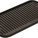 Lodge 20 x 10.44 Inch Pro-Grid Reversible Cast Iron Grill/Griddle  Double Burner Cookware, Pre-Seasoned, Non-Toxic, Made in USA, For Stovetop, Oven, Grill & Campfire
