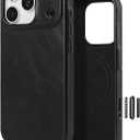 LUCKYCOIN Premium Handcrafted 100% Full-Grain Cowhide Leather Case for iPhone 17 Pro Max 6.9'', Built-in Camera Control Button, MagSafe Compatible, Full Camera Protection, Metal Button, Retro Black