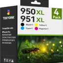 950XL and 951XL Ink Cartridges Combo Pack (4 Pack) Replacement for HP 950XL 951XL Ink Cartridges for HP Printer Works for 8600 Officejet Pro 8610 8620 8630 8100 8615 Black Cyan Magenta Yellow