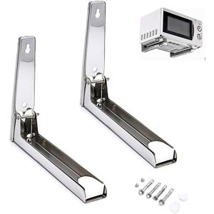 Universal Stainless Steel Microwave Mount Bracket Microwave Shelf Wall Mount, Foldable Stretch Design, Mounting Kit Included, Easy Install Holder for Kitchen Storage Organization