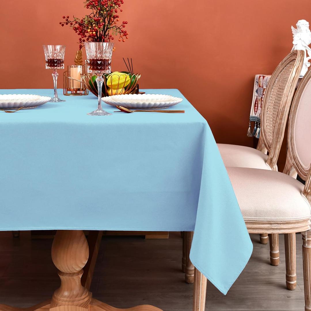 MEANMOY Baby Blue 210GSM Water & Stain Resistant Rectangle Tablecloth for 8 Foot Table Solid 60 x 120 Inch Rectangular Table Cloth in Wrinkle Free Washable Polyester Fabric for Wedding, Party, Banquet