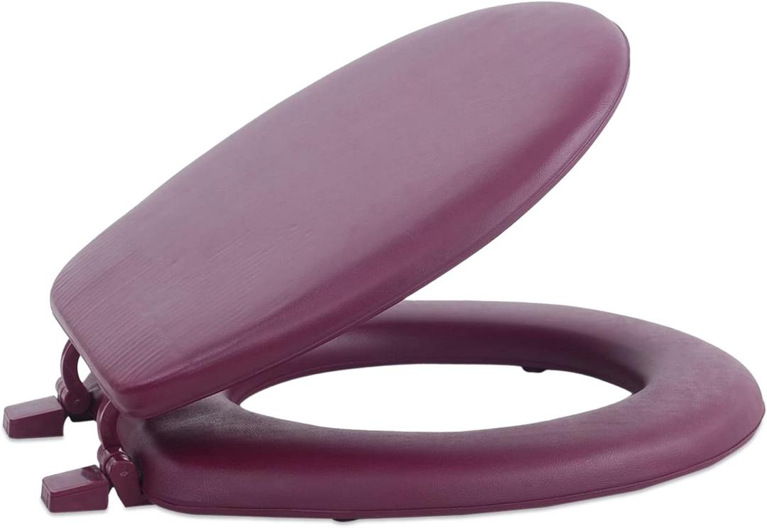 Soft Standard Vinyl Toilet Seat, Burgundy - 17 Inch Soft Vinyl Cover with Comfort Foam Cushioning - Fits All Standard Size Fixtures - Easy to Install Fantasia by Achim Home Decor