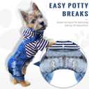 Small Dog Hoodie Clothes Cute Stripe Shirts Denim Jumpsuit One-Piece Outfit for Small Medium Dogs Cats Boy Girl Chihuahua Blue Jeans Overalls Puppy Costume (Blue,S)