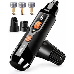 Power Professional Pet Nail Grinder for Dogs - Ultra-Quiet 30dB, Powerful 7-Speed 16,000 RPM Motor (20k Force), Dual LED Lights, 12H+ Runtime, 3 Diamond Bits & Dust Cap