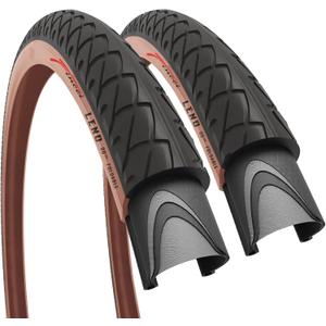 Fincci Pair 26x1.95 Bike Tire - Slick City 26 inch Bike Tires - 50-559 Black Foldable Mountain Bike Tires with Kevlar - 26" Wheelset for Electric, Folding Road bikes, Bike Trainer MTB Accessories Leno