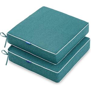MIULEE 22 x 22 x 3 Inch Outdoor Chair Cushions,Waterproof Seat Cushions for Patio Furniture Garden with Ties Patio Chair Cushions Set of 2,Turquoise