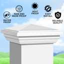 Sasylvia 2 Pcs 4 x 4 Inch Vinyl Fence Post Caps (Actual 4x4), White PVC England Style Cap Top Pyramid Square Waterproof UV Resistant Decorative Vinyl Fence Post Caps