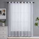 PI Sheer White Curtains 84 Inch Length, Solid Voile with Grommet Top for Living Room/Bedroom (W52 X L84 Inch, 2 Panels)