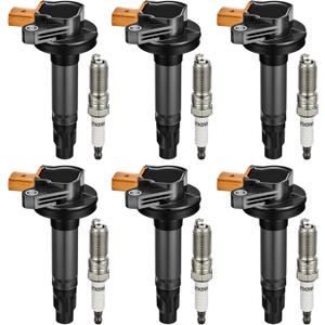 BDFHYK Ignition Coils UF646 and Iridium Spark Plug SP534 Compatible with Lincoln MKS MKT Navigator F-150 Transit-150 250 350 HD Flex Explorer Taurus V6 3.5L Replaces DG549 C1814 NP6134 Set of 6