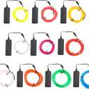 Hortsun 15 Pack 13ft Neon Light El Wire Portable Cuttable Neon Glowing Battery Powered LED Lights Glow in The Dark with Battery Pack for Halloween Party