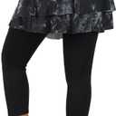 ANIVIVO Skirted Leggings for Women Capri, Athletic Tennis Skirt with Leggings Golf Pickleball Clothes with Pockets (Large, 2-Black Tie-Dye)