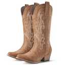 HISEA Rollda Cowboy Boots for Women, Cowgirl Boots, Comfortable Western Boots with Pointed Toe Stitched Embroidery for Country Concert Dancing Wedding Traveling Daily Outfits, Size 7