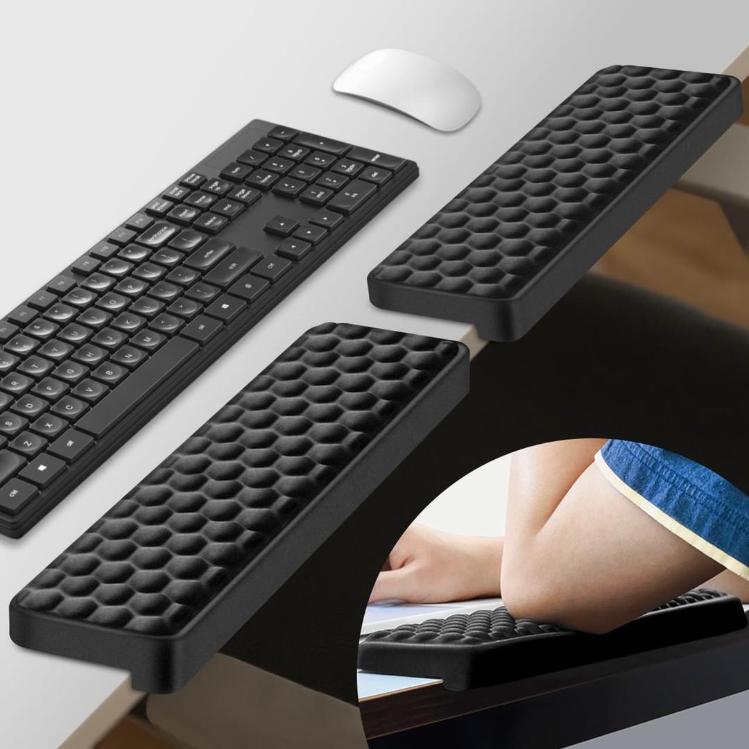JIKIOU L-Shaped Desk Elbow Pad for Desk, Memory Foam Elbow Support Padding with Non-Slip, 2 Pack Ergonomic Desk Edge Cushion, Wrist Comfort Support for Office Home Black (14.9" x 3.5" x 0.6")