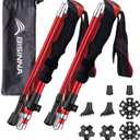 BISINNA Collapsible Trekking Hiking Poles- 2 Pack Folding Aluminum Walking Sticks with Quick Lock System 4 Season Accessories,Telescopic, Adjustable, Lightweight for Men Women (Red 95-110cm)