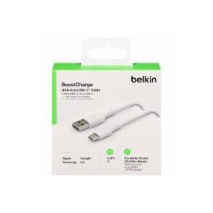 Belkin BoostCharge Nylon Braided USB C to Lightning Cable 6.6ft/2M - MFi Certified 18W Power Delivery iPhone Charger Cord - Apple Charger USB C Cable - Fast Charging for iPhone 14, iPhone 13 - White and Belkin BoostCharge USB-A to USB-C Cable