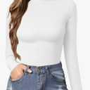 MANGOPOP Women's Mock Turtle Neck Slim Fit Long Sleeve Shirts Fall Fashion Tight Tops Basic Tee Winter Undershirt