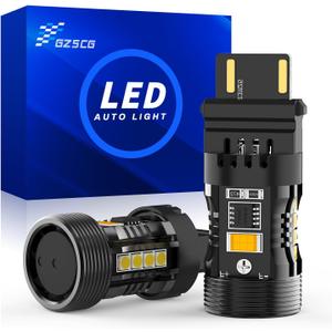 3157 Switchback Led Bulbs Canbus Error Free Amber White Anti Hyper Flash 12V 28W 2000Lumen with Turbo Fan for Turn Signal DRL Parking Lights, Standard Socket, 2Pcs