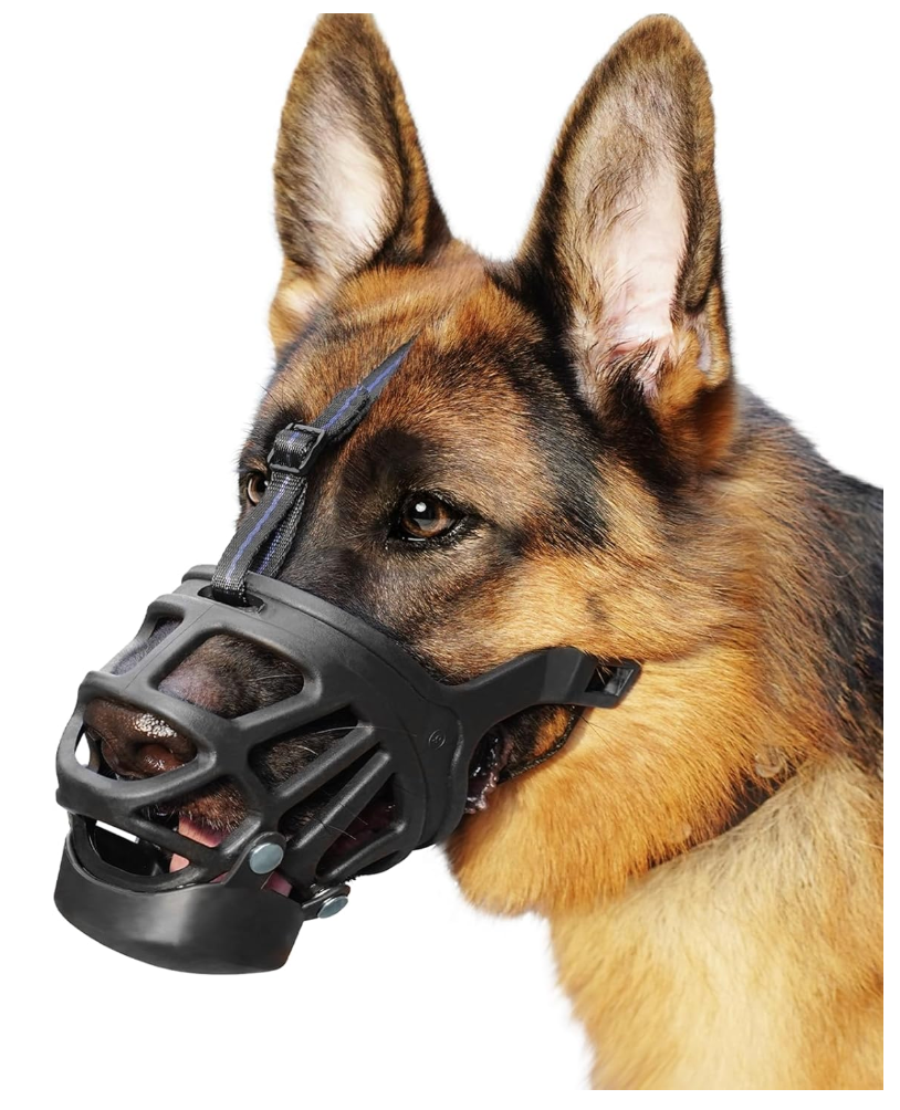 BARKLESS Dog Muzzle, Basket Muzzle for Biting, Chewing and Scavenging, Humane Cage Mouth Cover, Perfect for Grooming and Training Large Aggressive Reactive Dogs (L, Black)
