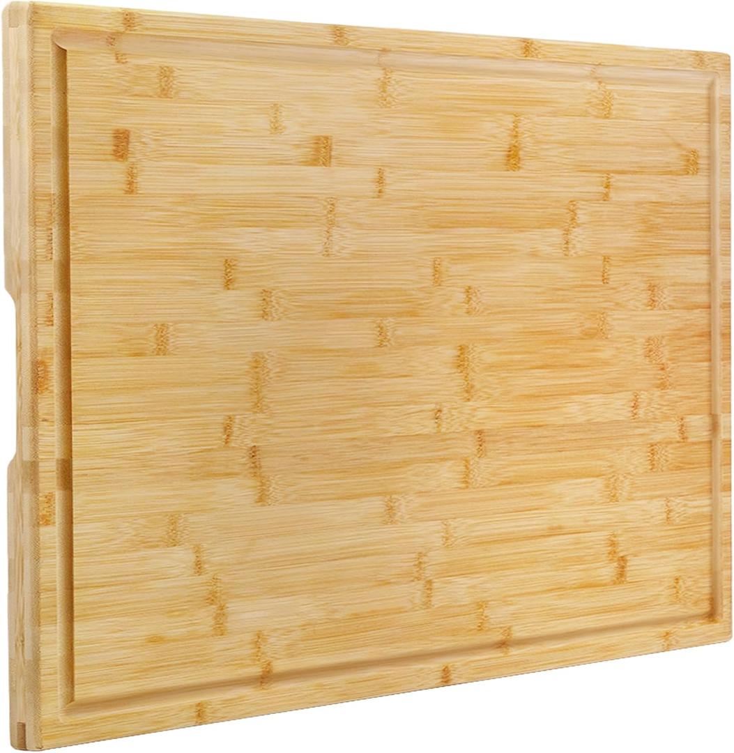 Utoplike Extra Large Cutting Board for kitchen, 30 x 20 Inch Bamboo Chopping Boards, Wood Stove Top Cover, Over the Sink Butcher Block with Juice Groove for Turkey, Meat, Vegetables, BBQ, 1"Th