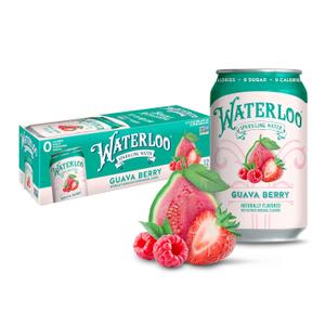 Waterloo Sparkling Water, Guava Berry Naturally Flavored, 12 Fl Oz Cans (Pack of 12) Zero Calories and Zero Sugar or Sweeteners (EXP 01/05/27)