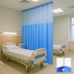 Chapou 60" W X 96" L/5x8FT Inherent Flame Retardant Hospital Curtain Room Divider, Grommet Flame Resistant Cubicle Curtains Medical Privacy Curtain for Hospital, Medical Clinic, Lab, School, Blue