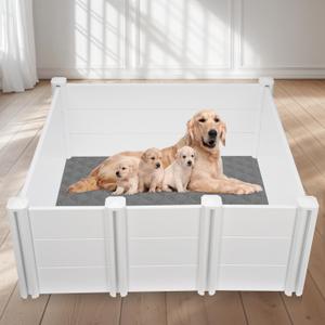 LotFun Whelping Box for Large Breed Dogs 48"x48"x18", PVC Puppy Playpen, Waterproof & Rustproof Whelping Pen, Puppy Whelping Supplies