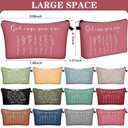 Chunful 12 Pcs Inspirational Christian Gifts Religious Makeup Bags Bulk for Women Bible Verse Flower Cosmetic Bag Mother's Day Gift for Church Ladies, 7.48 x 4.72 Inch(Delicate)