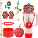 Bling Bow Tumbler Accessories for Stanley Cup 30 40oz | Accessories for Stanley Cup including Silicone Straw Topper Cover, Silicone Boot, Leather Water Bottle Handle Strap, Charms, 40oz, 30oz