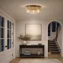 Antique Crystal Flush Ceiling Light: Vintage Bedroom Living Room Chandelier