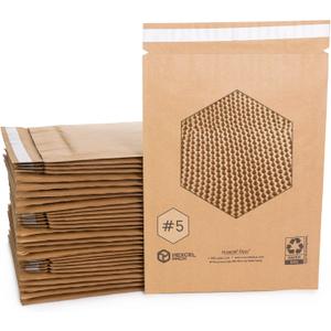 IDL Packaging Large 9.875" x 15.5" Paper Bubble Mailers #5, Pack of 30 - Alternative to Plastic Padded Envelopes - Patented Honeycomb Paper Filler - Great for Shipping Documents, CDs, Fragiles