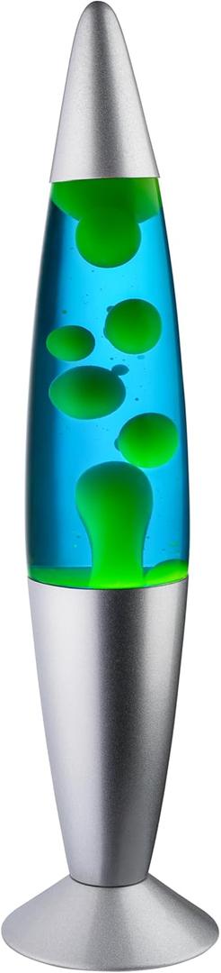 JAMBO BEZALM 16-Inch Beautiful Lamp, Relaxing Night Light Home Decor for Living Room, Office, Bedroom - Magma Lamp (16", Silver Base, Blue Liquid, Yellow Wax)