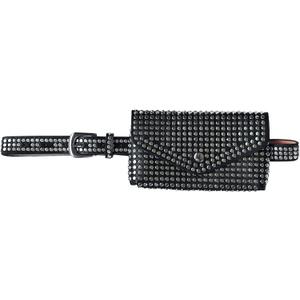 Women Mini Punk Rivet PU Leather Fanny Pack Waist Bag Envelope Flap Clutch Cell Phone Purse