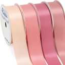 Ribbli Dusty Rose Satin Ribbon 1 Inch x 4 Rolls Total 40 Yards, Double Faced Ribbon for Flower Bouquets, Gift Wrapping, Wedding Decoration, Bow Crafts - Pink/Rose Gold/Rosy Mauve/Mauve